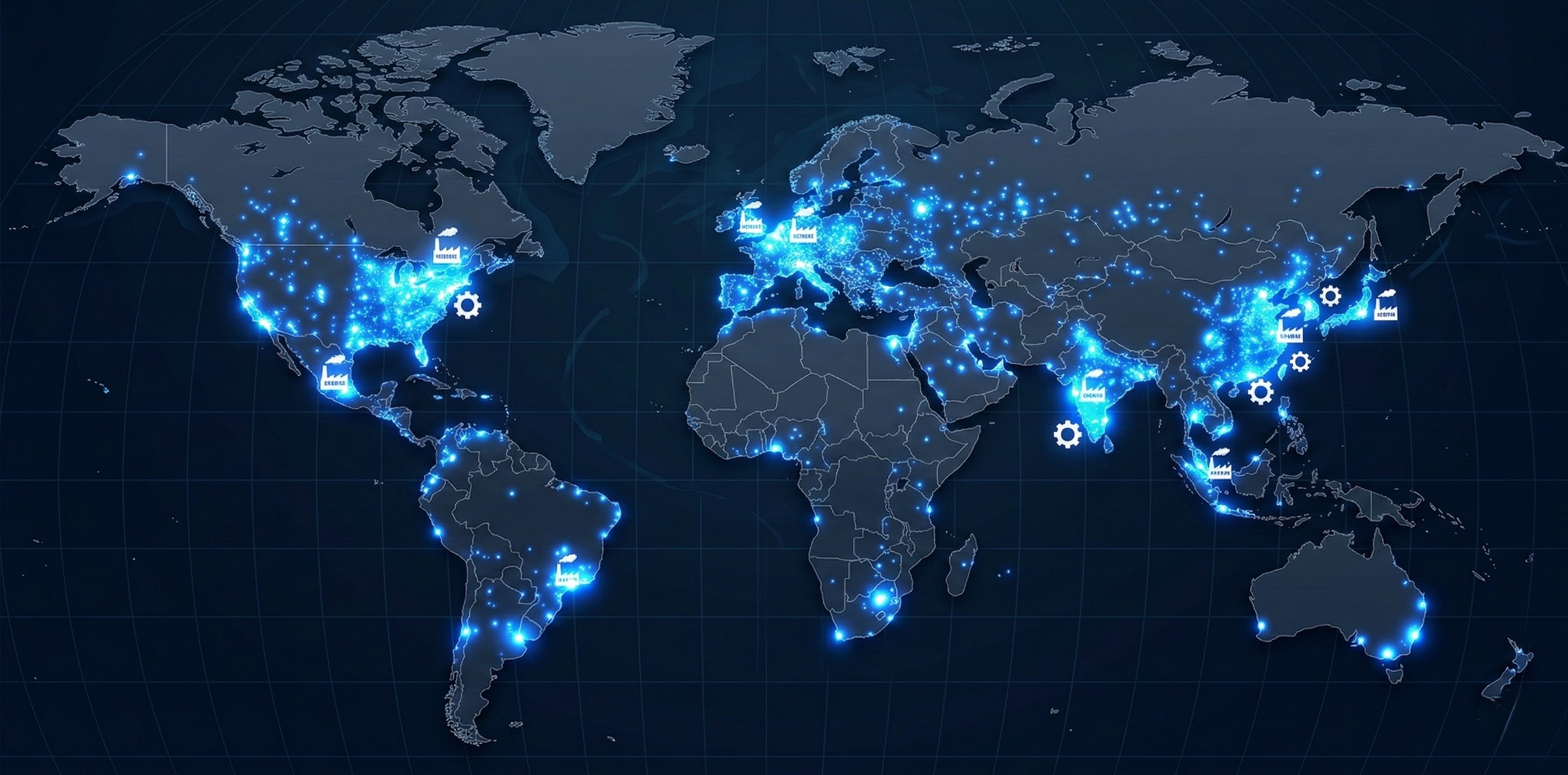 Carte mondiale des zones industrielles cibles pour le MRO data cleansing